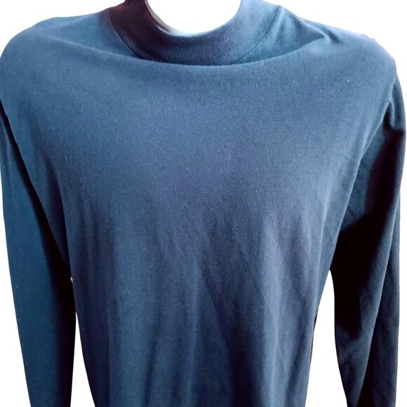 Vintage Large T-shirt Single Stitch 90's Cross Creek Black Long Sleeve Mock Crew - Picture 1 of 4